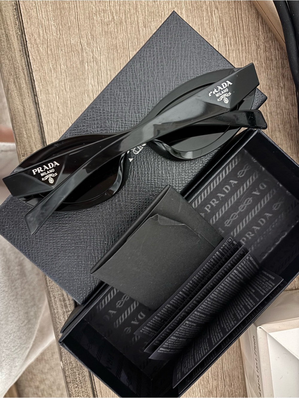 Prada Black Gloss Cat-Eye Sunglasses - Picture 3 of 7